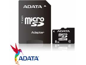 כרטיס זכרון ADATA Micro SDHC With SD Adapter 8GB