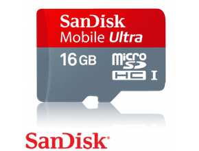 כרטיס זכרון SanDisk  Mobile Ultra micro SDHC with SD Adapter 16GB SDSDQU-016G