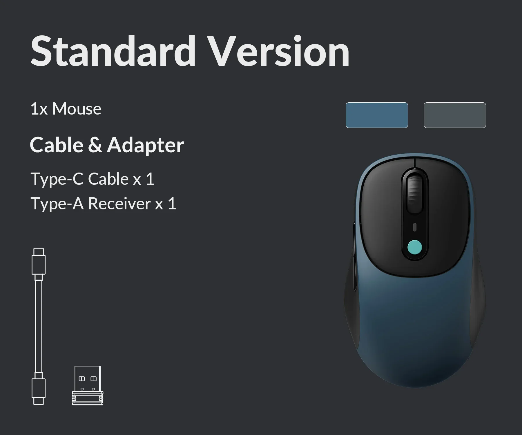 עכבר עם מתאם אלחוטי וכבל USB-C