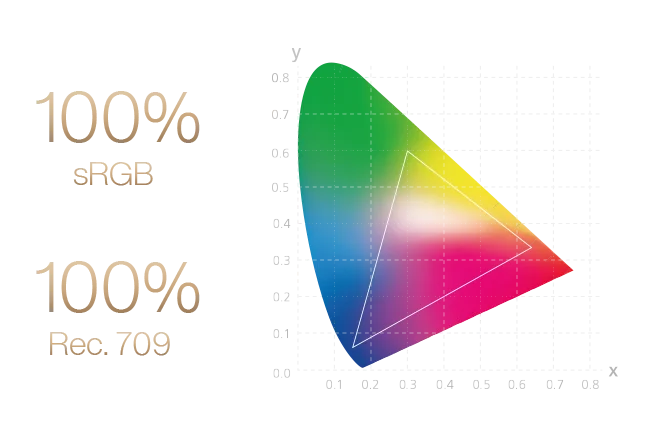 100% sRGB ו-100% Rec.709
