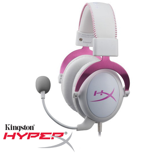 אוזניות+מיקרופון 7.1 HyperX USB Cloud II Gaming בצבע לבן וורוד