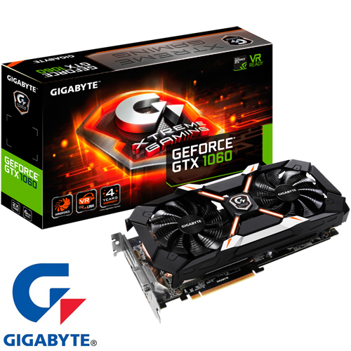 כרטיס מסך Gigabyte GeForce GTX 1060 Xtreme Gaming 6GB GDDR5 GV-N1060XTREME-6GD