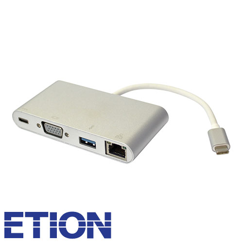 מתאם USB Type C ETION זכר ל-TYPE C+USB 3.0+ VGA+רשת RJ45 נקבה