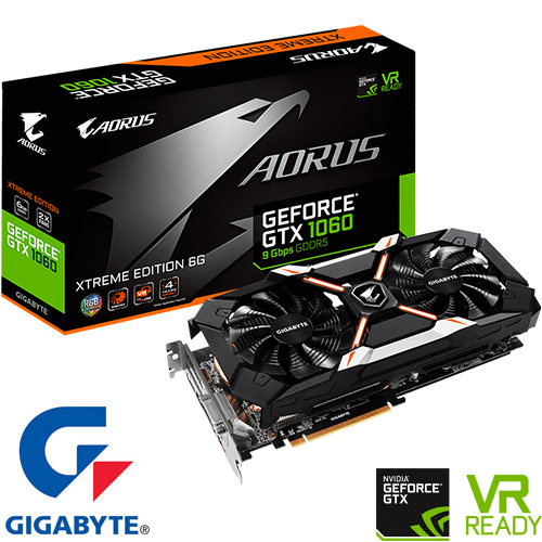 כרטיס מסך Gigabyte AORUS GeForce GTX 1060 Xtreme Edition 6G 9Gbps (rev. 1.0) 6GB GDDR5 GV-N1060AORUS X-6GD