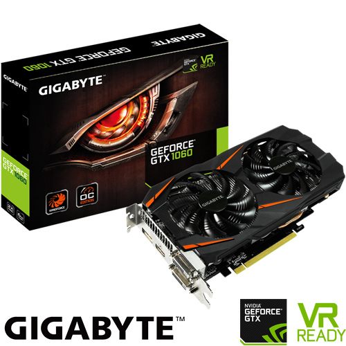 כרטיס מסך Gigabyte GeForce GTX 1060 WINDFORCE OC 6G 6GB GDDR5 GV-N1060WF2OC-6GD