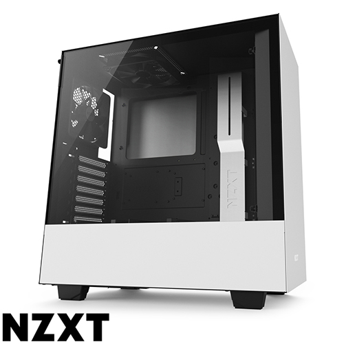 מארז מחשב NZXT H500 בצבע לבן ושחור כולל חלון צד