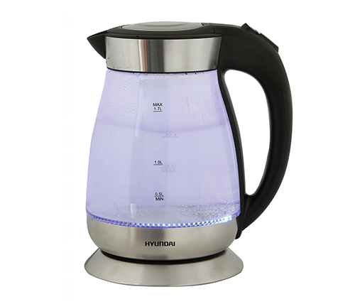 קומקום חשמלי 1.7 ליטר מזכוכית Hyundai HYK-1781 בצבע שחור