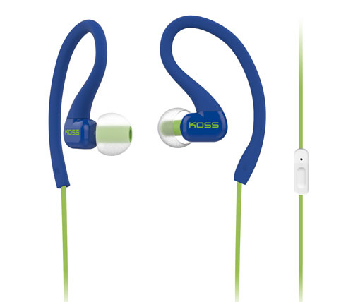 אוזניות ספורט Koss FitClips KSC32i עם מיקרופון בצבע כחול ירוק