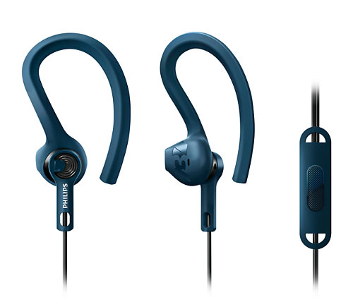 אוזניות ספורט Philips SHQ1555BL עם מיקרופון בצבע כחול