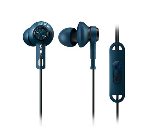 אוזניות ספורט Philips SHQ2405BL עם מיקרופון בצבע כחול