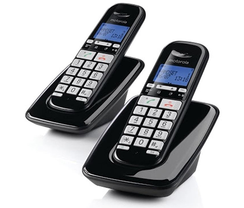 טלפון אלחוטי עם שלוחה Motorola S3002 בצבע שחור הכולל תפריט בעברית