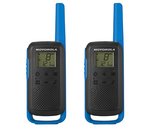 זוג מכשירי קשר Motorola TALKABOUT T62 עד כ- 8 ק"מ, בצבע שחור וכחול