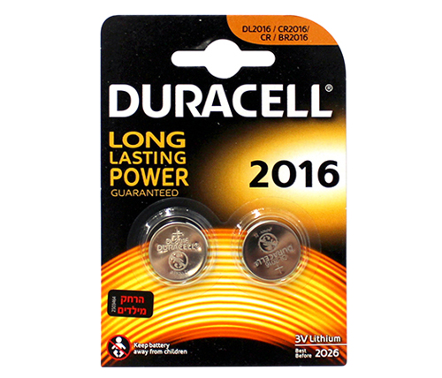 סוללות כפתור Duracell 2016 Lithium Coin Button - שתי יחידות