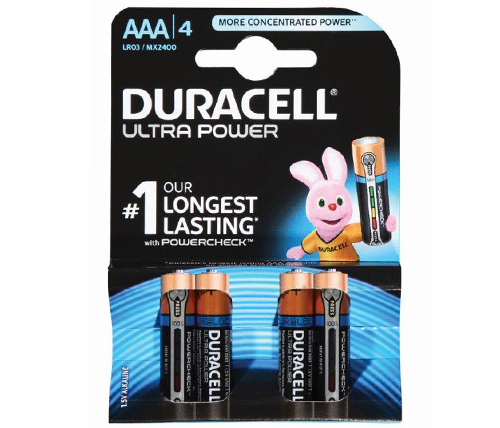 סוללות Duracell Ultra Power MX2400 AAA 4 pack