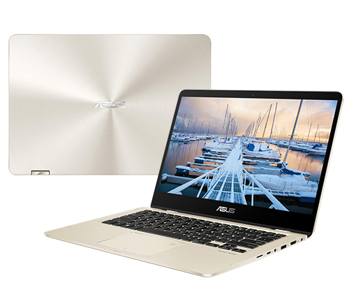 מחשב נייד "14 ASUS ZenBook Flip UX461FA-E1021T i5-8265U בצבע זהב, כונן 256GB SSD, זכרון 8GB, ומ. גרפי Intel 620