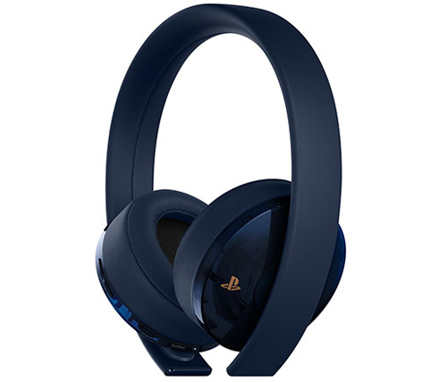 אוזניות גיימינג אלחוטיות Sony Gold לקונסולת PS4 עם מיקרופון בצבע כחול