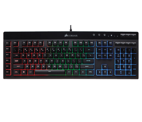 מקלדת גיימינג Corsair K55 RGB Gaming Rubber Dome Switch עברית אנגלית