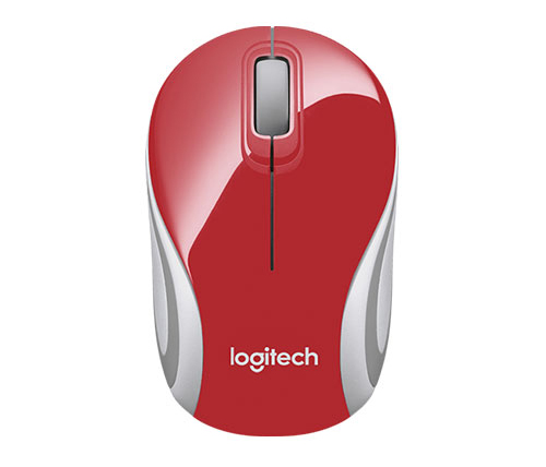 עכבר אלחוטי מיני Logitech Wireless Mini M187 בצבע אדום ולבן