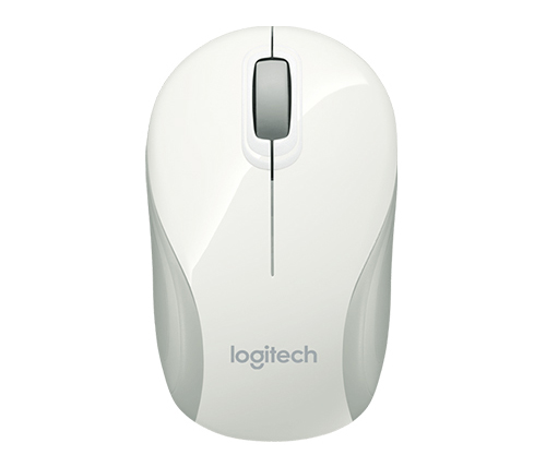 עכבר אלחוטי מיני Logitech Wireless Mini M187 בצבע לבן ואפור