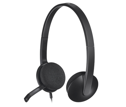 אוזניות Logitech Stereo Headset H340 עם מיקרופון בצבע שחור  