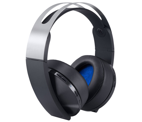 אוזניות גיימינג אלחוטיות Sony Platinum לקונסולת PS4 עם מיקרופון בצבע שחור כסוף