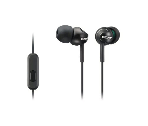 אוזניות Sony EX110AP עם מיקרופון בצבע שחור