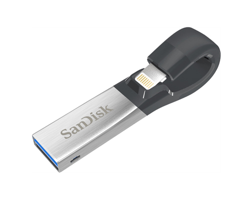 זכרון נייד SanDisk iXPAND SDIX30C-128G USB 3.0 / Apple Lightning המיועד למכשירי iPhone או IPad - בנפח 128GB
