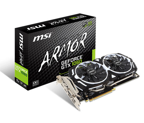 כרטיס מסך MSI Nvidia GeForce GTX 1060 ARMOR 6G OCV1 6GB GDDR5