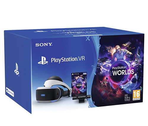 משקפי מציאות מדומה Sony PlayStation VR הכוללים מצלמת PlayStation Camera   ומשחק PlayStation VR Worlds
