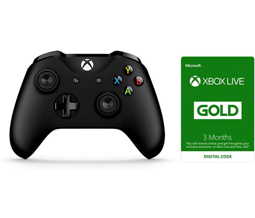בקר אלחוטי לקונסולת PC / XBOX ONE בצבע שחור + קוד ל Xbox Live Gold ל-3 חודשים