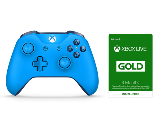 בקר אלחוטי לקונסולת PC / XBOX ONE בצבע כחול + קוד ל Xbox Live Gold ל-3 חודשים