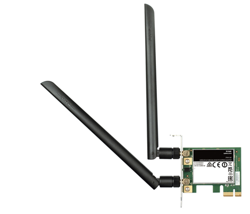 כרטיס רשת אלחוטי D-Link AC1200 Dual Band PCIe Desktop Adapter DWA-582 עד 300+867Mbps