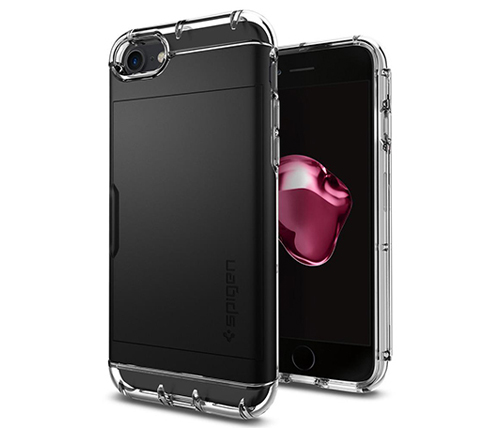 כיסוי ארנק לטלפון Spigen Crystal Wallet iPhone 7 / 8 שקוף ושחור