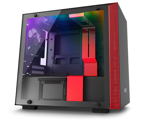 מארז מחשב NZXT H200i בצבע שחור ואדום כולל חלון צד