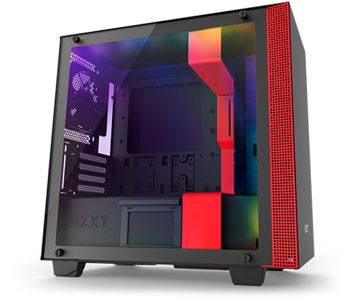 מארז מחשב NZXT H400i בצבע שחור ואדום כולל חלון צד