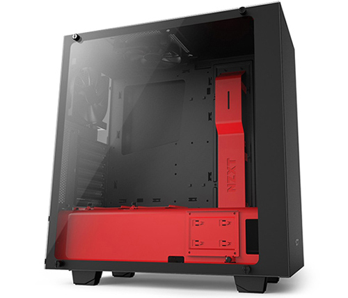 מארז מחשב NZXT S340 Elite בצבע שחור ואדום כולל חלון צד