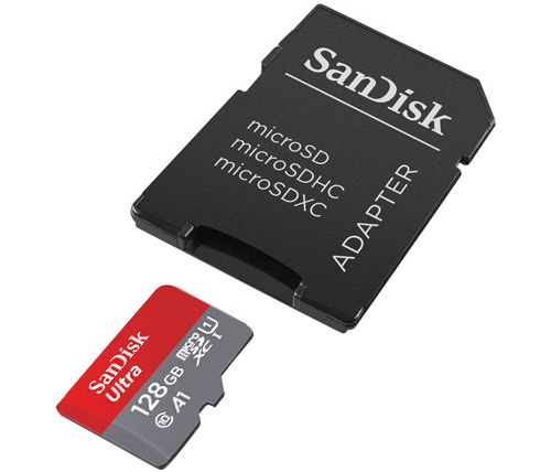 כרטיס זכרון SanDisk Ultra microSDXC A1 SDSQUAR-128G כולל מתאם SD - בנפח 128GB