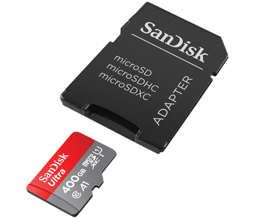 כרטיס זכרון SanDisk Ultra microSDXC UHS-I SDSQUAR-400G כולל מתאם SD - בנפח 400GB