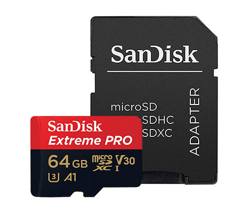 כרטיס זכרון SanDisk Extreme Pro microSDXC SDSQXCG-064G כולל מתאם SD - בנפח 64GB