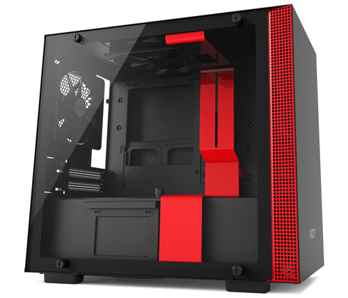 מארז מחשב NZXT H200 בצבע שחור ואדום כולל חלון צד