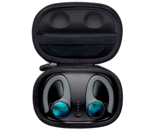 אוזניות ספורט אלחוטיות Plantronics BackBeat FIT 3100 עם מיקרופון Bluetooth בצבע אפור הכוללות כיסוי טעינה