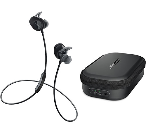 אוזניות ספורט אלחוטיות SoundSport Bose עם מיקרופון Bluetooth בצבע שחור