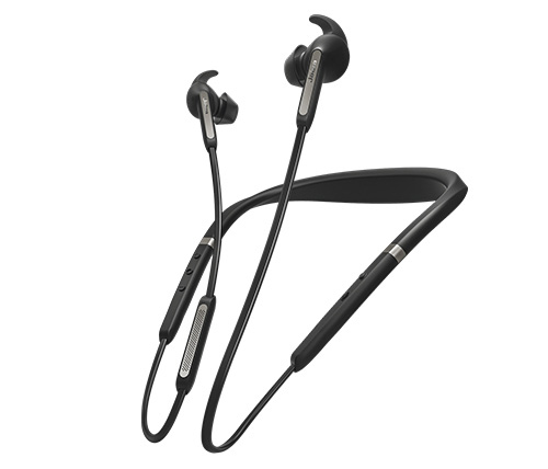 אוזניות ספורט אלחוטיות Jabra Elite 65e עם מיקרופון Bluetooth בצבע שחור