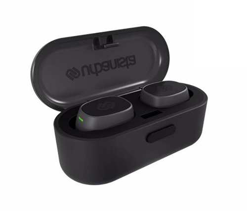 אוזניות אלחוטיות Urbanista Tokyo עם מיקרופון Bluetooth בצבע שחור הכוללות כיסוי טעינה