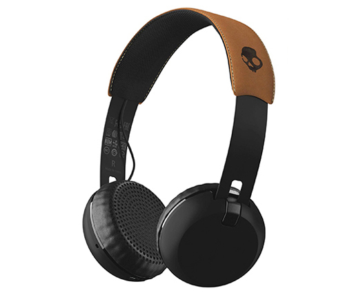 אוזניות אלחוטיות Skullcandy Grind עם מיקרופון Bluetooth בצבע שחור חום