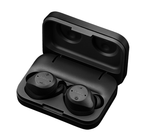 אוזניות ספורט אלחוטיות Jabra Elite Sport עם מיקרופון Bluetooth בצבע שחור הכוללות כיסוי טעינה