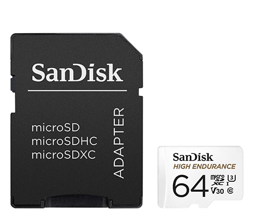 כרטיס זכרון SanDisk High Endurance microSDXC SDSQQNR-064G כולל מתאם SD - בנפח 64GB