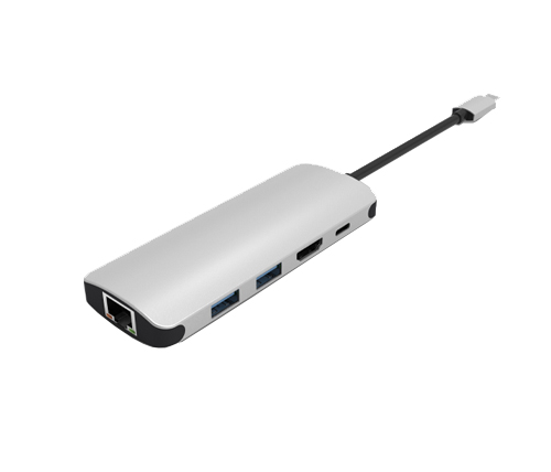 מתאם למחשב נייד USB Type C ל-Etion HDMI USBX2 RJ45 USB Type C
