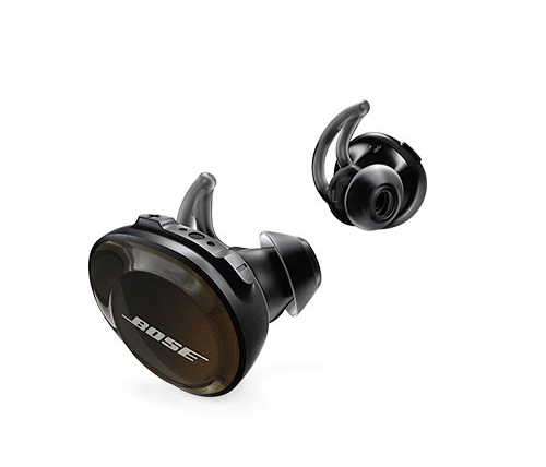 אוזניות ספורט אלחוטיות SoundSport Free Bose עם מיקרופון Bluetooth בצבע שחור הכוללות כיסוי טעינה