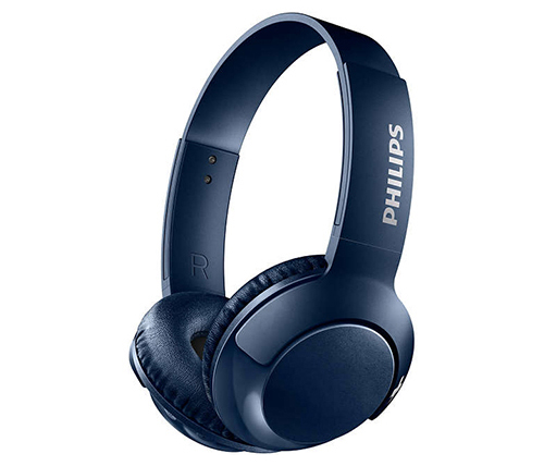 אוזניות אלחוטיות Philips BASS+ SHB3075 עם מיקרופון Bluetooth בצבע כחול
